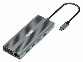 USB Tip-C 12 u 1 Docking USB3.0+SD/TF+RJ45+HDMI*2+VGA+Audio+US B-C PD+USB-C data KH12RHV