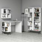 Extra 2 - White WhiteBlack Study Desk &amp; Bookshelf