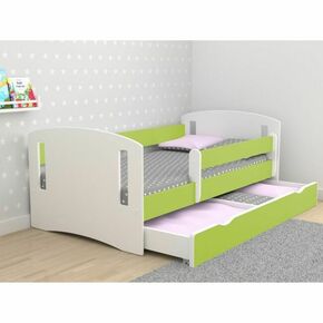 Drveni dečiji krevet Classic 2 sa fiokom - zeleni - 180x80 cm