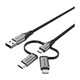 USB kabl 3 u 1 Type C Micro Lightning 1 5m Sivi