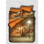 120 OrangeBrownWhite Double Duvet Cover Set