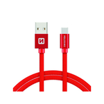 Data kabl tekstil USB na TIP C 1.2m crveni