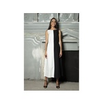 PamuKlik Piuma elegantna dugačka crno-bela haljina od sertif