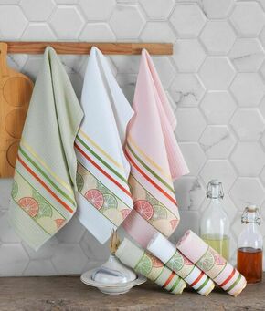Orange WhitePinkGreenRed Wash Towel Set (6 Pieces)