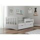 Drveni dečiji krevet Classic sa fiokom - 160x80 cm - sivi