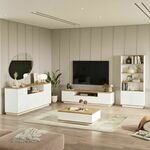Hanah Home FR19-AW Atlantic PineWhite Living Room Furniture Set
