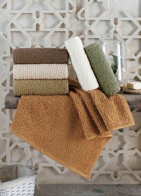 Verona BrownCreamWhiteKhakiGreen Hand Towel Set (6 Pieces)