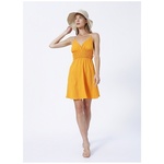 Factory V Neck Plain Mini Orange Women's Dress ROHEL