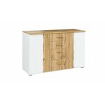 Wood komoda 2 vrata+4 fioke 130x45x82cm natur/bela