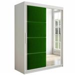 Tapi ormar 2 vrata/ogledalo 150x62x200 bela/zelena