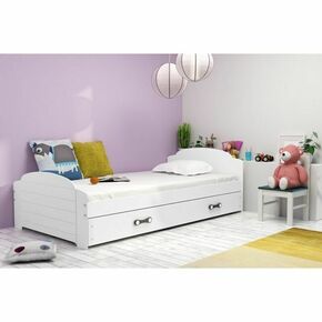 Drveni dečiji krevet Lili sa fiokom 200x90 cm - beli