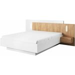 3D krevet bez podnice s 2 noćnika 264x218x102 bela/hrast
