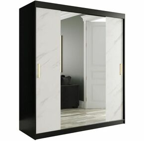 Marble ormar 2 vrata/ogledalo 180x62x200 crno/beli