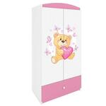 Babydreams ormar 2 vrata+1 fioka 90x57x187 cm beli/roze/print medveda 2