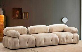 Atelier Del Sofa Bubble 3 Seater ( L1-O1-1R) - Velvet Cream 3-Seat Sofa