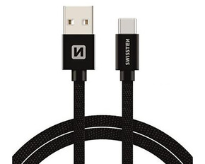 SWISSTEN Data kabl tekstil USB na TIP C 3m crni