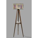 Sehbalı tripod lambader ceviz silindir 01 abajurlu Multicolor Floor Lamp