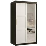Amiro 1 klizni ormar 2 vrata/ogledalo 100x62x200 cm crno/beli