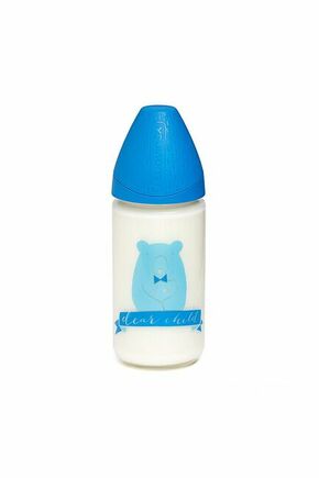 Suavinex staklena flašica za bebe 3P S tamno plavi medved