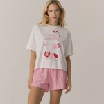 Reserved - Komplet pamučne pidžame s printom pink 100% COTTON 078CS-30X