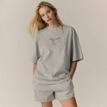 Reserved - Komplet pamučne dvodelne pidžame svetlo siva 93% COTTON, 7% ELASTANE 082CS-09X