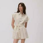 Reserved - Kombinezon od mešavine lana bež 70% COTTON, 30% LINEN YT269-08X