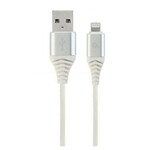 CC USB2B AMLM 1M BW2 Gembird Premium cotton braided 8 pin charging and data cable 1m silver white