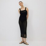 Reserved - Maxi tunika za plažu s resama crno 100% COTTON 170CP-99X