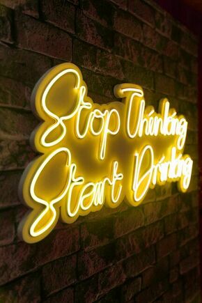 Stop Thinking Start Drinking - Yellow Yellow Decorative Plastic Led Lighting