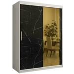 Platinum Pole T2 klizni ormar 2 vrata/ogledalo 150x62x200 cm beli/print crnog mermera/zlatni