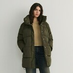 Reserved - LADIES` COAT braonkasto zelena 100% POLYESTER 2893P-78X