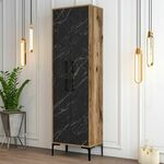 Berlin A - Walnut, Black Marble WalnutBlack Shoe Cabinet