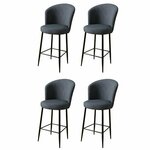 HANAH HOME Set 4 barske stolice Fora Anthracite Black
