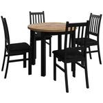 Perbet set 1 sto + 4 stolice natur (votan hrast)/crni