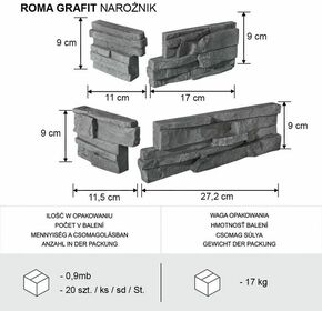 Betonski kameni ugao Roma Graphite