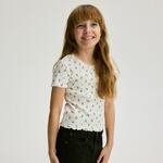 Reserved - GIRLS` BLOUSE krem 95% COTTON, 5% ELASTANE 544DB-01X