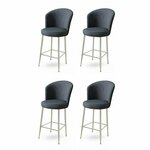 HANAH HOME Set 4 barske stolice Fora Anthracite Chrome