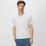 Reserved - Polo džemper od strukturirane tkanine belo 100% COTTON 3991C-00X