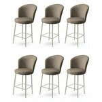 HANAH HOME Set 6 barskih stolica Fora Cappuccino Chrome