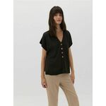 Reserved - Bluza od liocelnih vlakana tamno braon 83% LYOCELL, 14% VISCOSE, 3% LINEN ZT434-89X