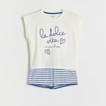 Reserved - GIRLS` PYJAMA krem 100% COTTON 595EB-01X
