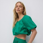 Reserved - LADIES` BLOUSE zeleno 100% COTTON 579FB-77X