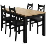 Agal set 1 produživi sto + 4 stolice natur (artisan hrast)/crni