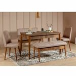 HANAH HOME Trpezarijski set Vina Walnut Stone