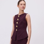 Reserved - Prsluk s dekorativnim dugmićima burgundy 62% POLYESTER, 33% VISCOSE, 5% ELASTANE 249FT-53X