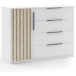 Kair komoda 1 vrata+4 fioke 120x48x89 bela/hrast