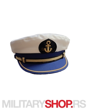 Mornarska Kapa Belo Plava Sa Sidrom