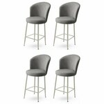 HANAH HOME Set 4 barske stolice Fora Grey Chrome