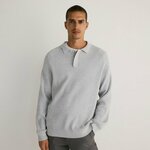 Reserved - Džemper s polo kragnom svetlo siva 90% COTTON, 10% POLYAMIDE 8030H-09M