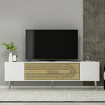 HANAH HOME TV polica Dekol3 White Sapphire Oak Silver